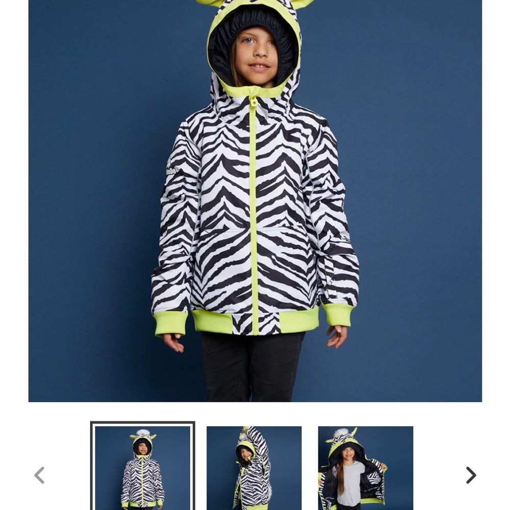 Zebra Print Hooded Jacket with Neon Accents